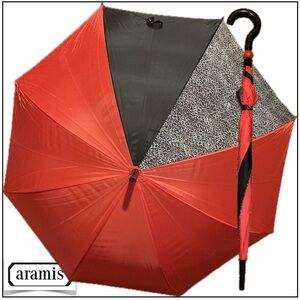 NWOT Vintage Aramis Rain Umbrella Black and Red